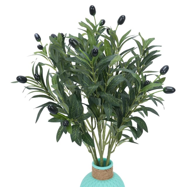 Zythrem 4PCS Olivenbaum künstlich künstliche Olivenblätter kunstblumen künstliche Zweige Zimmerpflanzen Künstlich mit Olivenzweige und Früchte für Vasen, Zuhause, Büro, Hochzeit 48cm