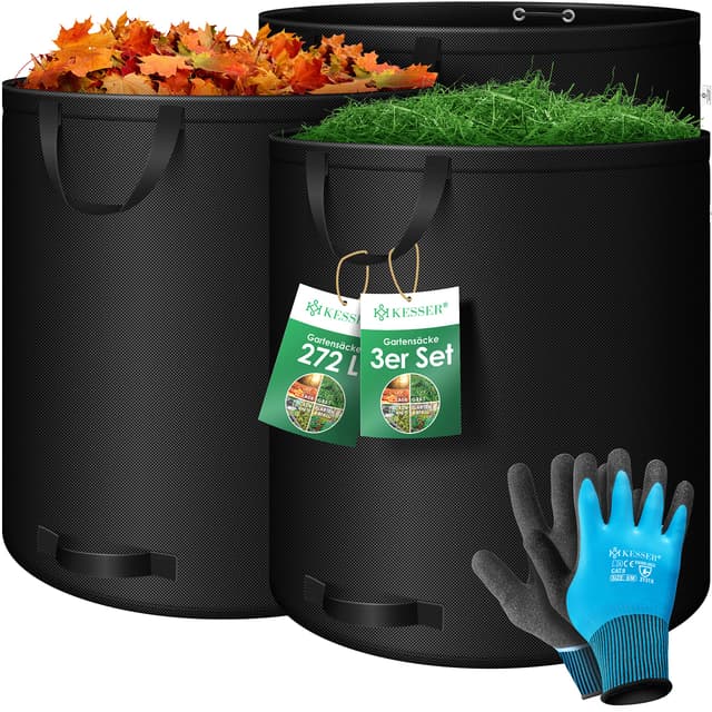 🌿 KESSER® Gartensack 3x 272L Set - Selbststehend & Robust 🍂