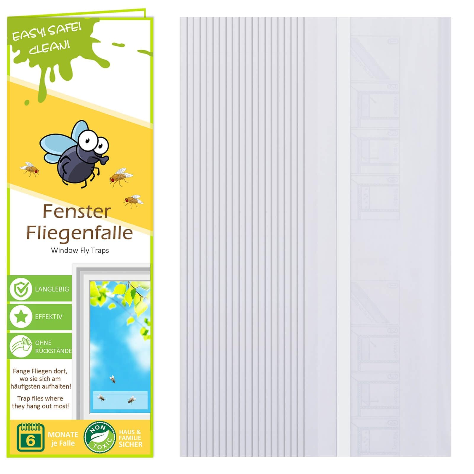 🪰🪰🪰 Blooven Fenster Fliegenfalle 20 Stück - Effektive und giftfreie Fliegenfalle