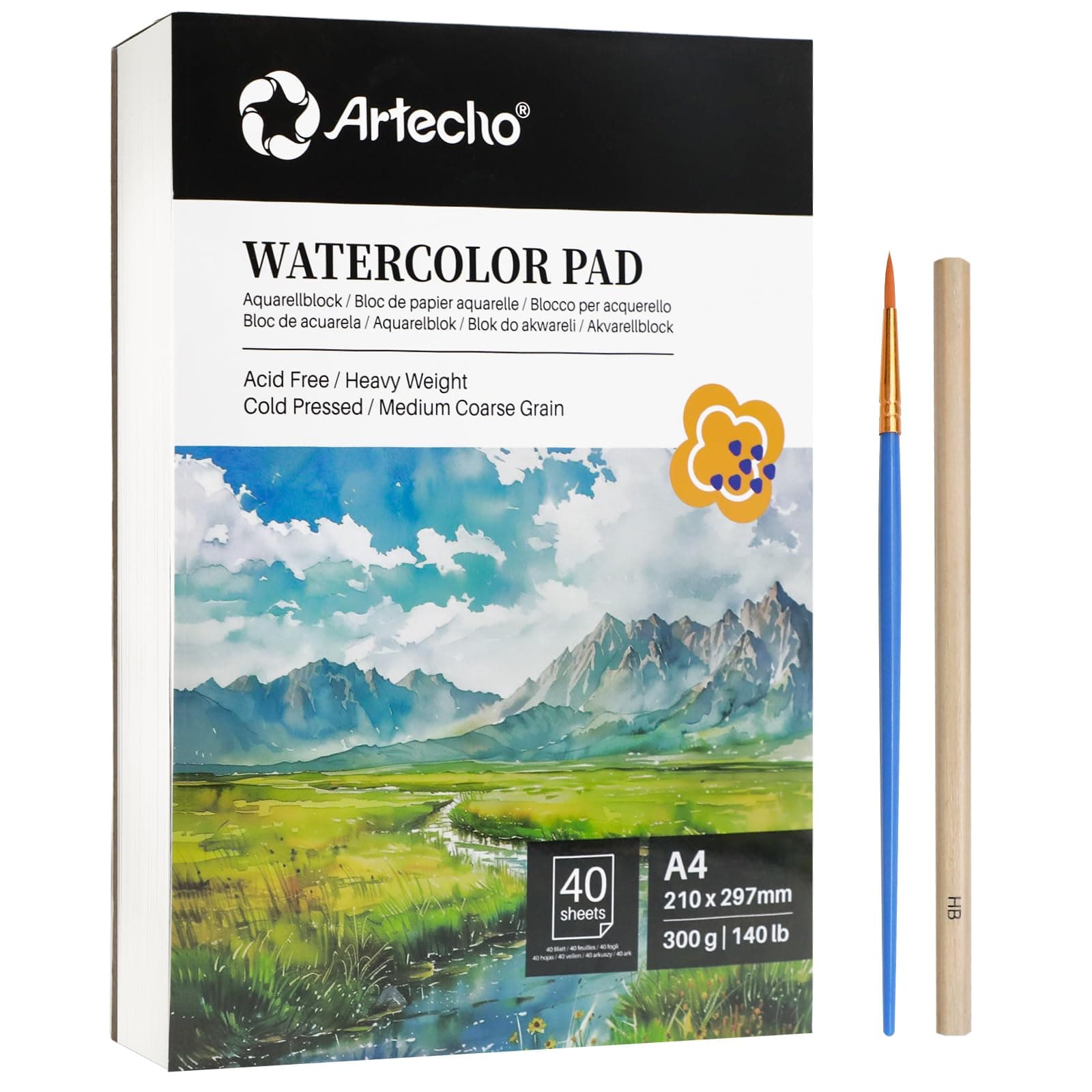 Artecho Aquarellpapier A4 300g 40 Blatt 🎨🖌️