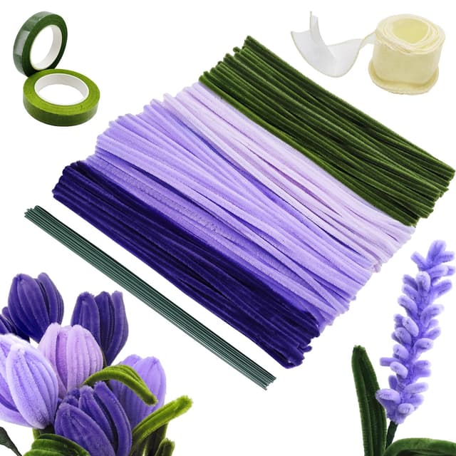 YUNYAKARSA 300 Stück Pfeifenreiniger Blumen Set 🌸🪻