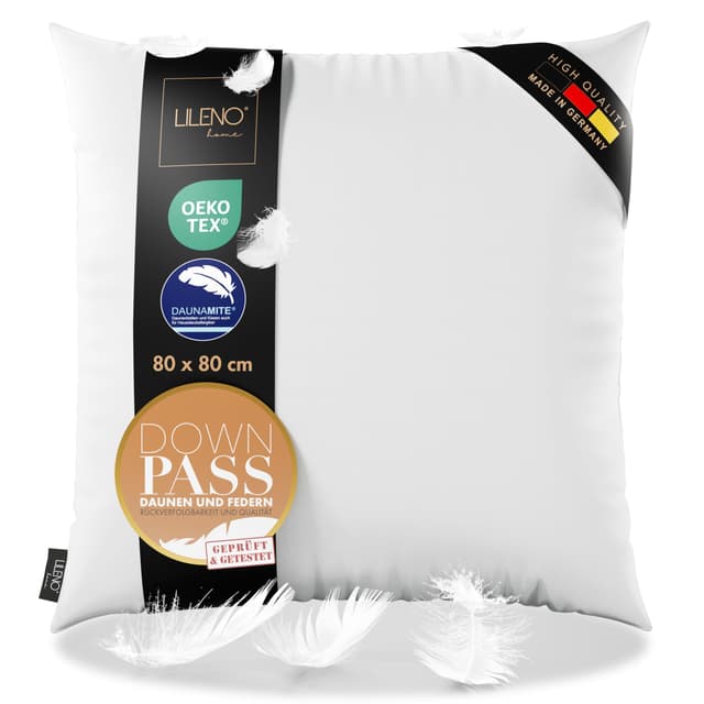 🌟 LILENO HOME 3-Kammer Daunenkissen 80x80 - Allergiker geeignet 🌿