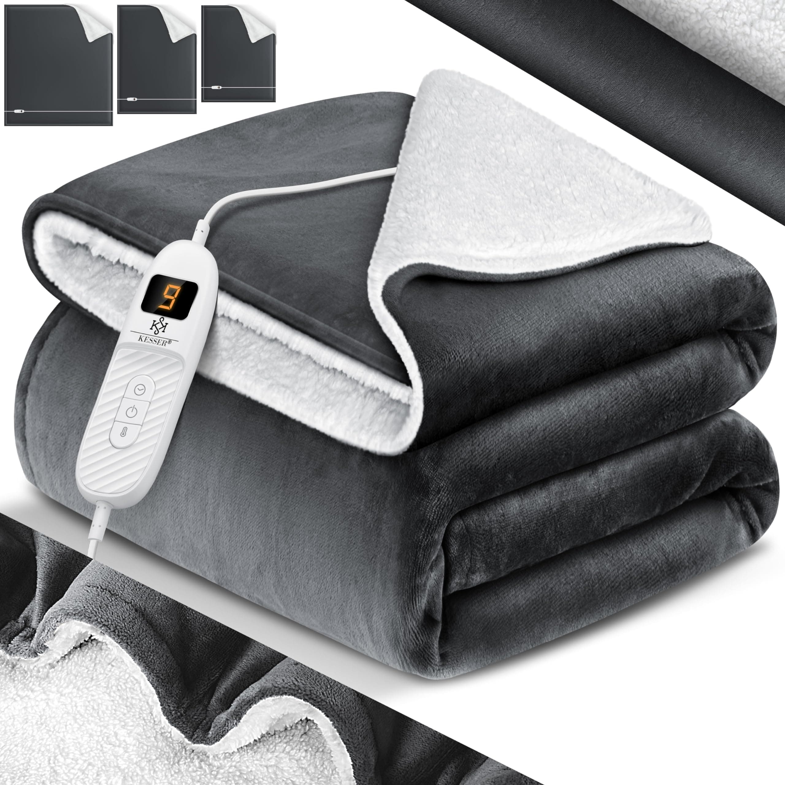 🔥 KESSER® Heizdecke mit Abschaltautomatik 180x130cm | Elektrische Wärmedecke