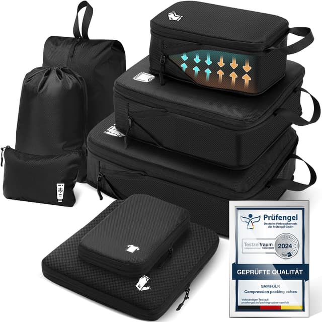 Packing Cubes Compression 8 Stück Koffer Organizer 🎒