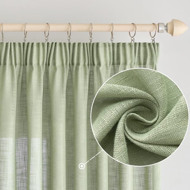 EMEMA Gardinen Vorhänge Leinenvorhang mit Kräuselband Voile Vorhang 🏡🌿