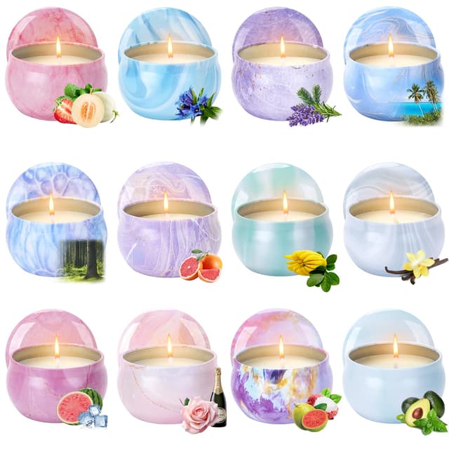 Duftkerzen Geschenkset 🕯️ 12 Stück, 75 ml, 240 Stunden Kerzen 🎁