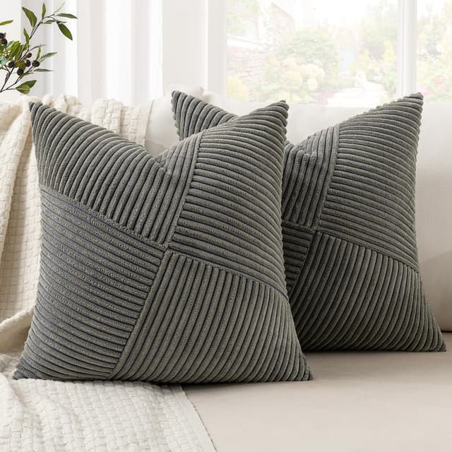 MIULEE Kissenbezug 40x40 Dunkelgrau Kordsamt 2er Set 🛋️🌟