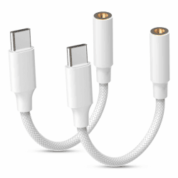 🎧 2er Pack USB C auf 3,5 mm Kopfhörer-Adapter mit DAC Chip - Weiß