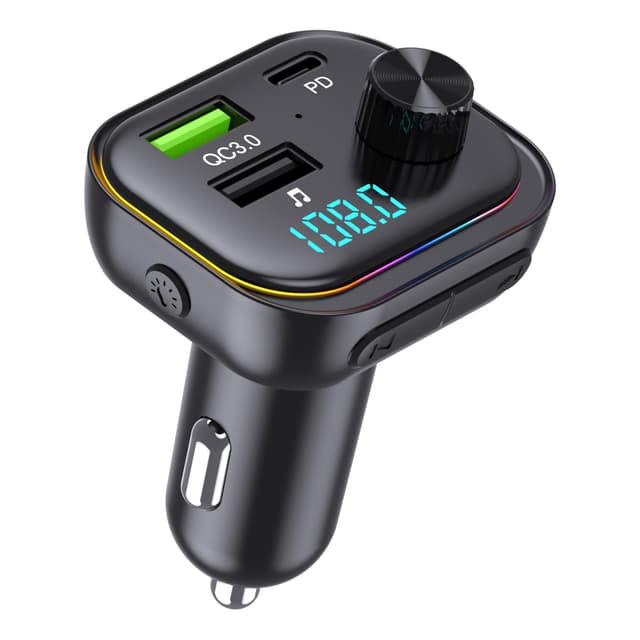 FM Transmitter Bluetooth V5.3-54W (PD 36W&18W) 3 USB Port Ladegerät Autoadapter 🚗