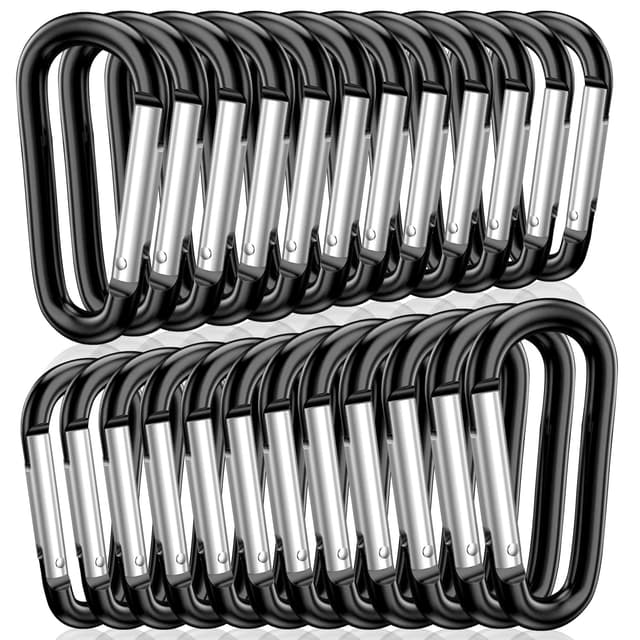 STURME 24 Stück Karabiner klein Mini Karabinerhaken Aluminium Feder Link Schlüsselkette Schwarz