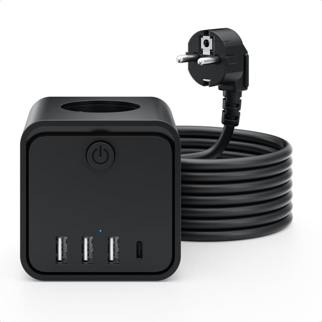 🔌 7-in-1 Steckdosenleiste mit USB und Schalter - Ideal für Wohnzimmer, Büro und Schlafzimmer!