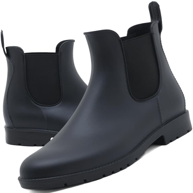 Acfoda Unisex-Erwachsene Gummistiefel 🌧️👢 Wasserdicht mit Blockabsatz, Gr.35-43 39 EU Schwarz