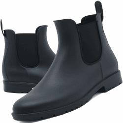 Acfoda Unisex-Erwachsene Gummistiefel 🌧️👢 Wasserdicht mit Blockabsatz, Gr.35-43 39 EU Schwarz