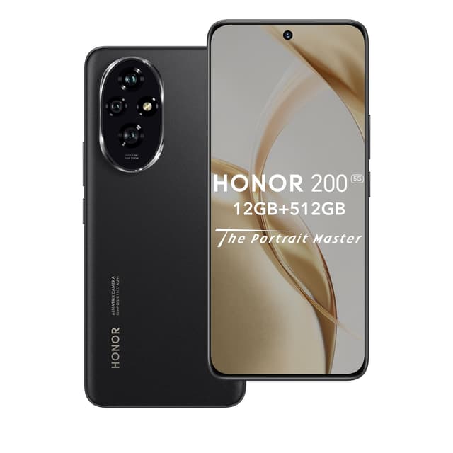 📱 HONOR 200 5G Smartphone 12GB 512GB, 120Hz 6.7' AMOLED, Snapdragon 7 Gen 3, 5200mAh Akku, Triple 50 MP Kamera, Android 14, Dual SIM, NFC, Schwarz