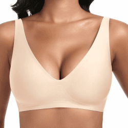 Jiuday Tiefer V Push Up BH ohne Bügel für Damen 🌟 Bequemer BH für Große Brüste 🌸 Starker Halt & Nahtlos