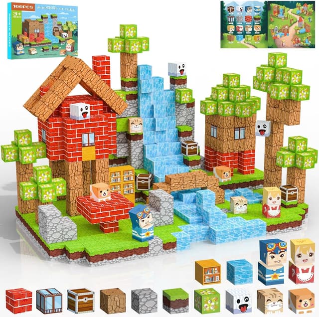 Crifeton Magnetische Bausteine 100 PCS 2CM Magnetbausteine für Kinder ab 3 Jahre 🌈🧩🚀