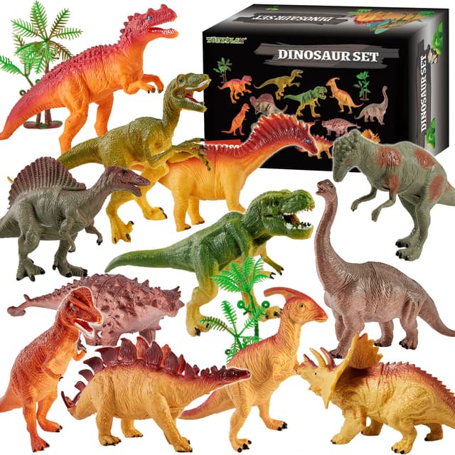 🦖 TOEY PLAY Groß Dinosaurier Set, 12 Stücke Kleine Dinosaurier Tiere Figuren Spielzeug 🦕