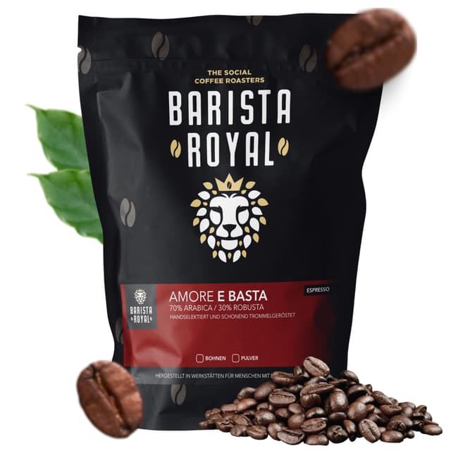 BARISTA ROYAL Espressobohnen 1kg 'Amore E Basta Espresso' | Frische Kaffeebohnen direkt gehandelt