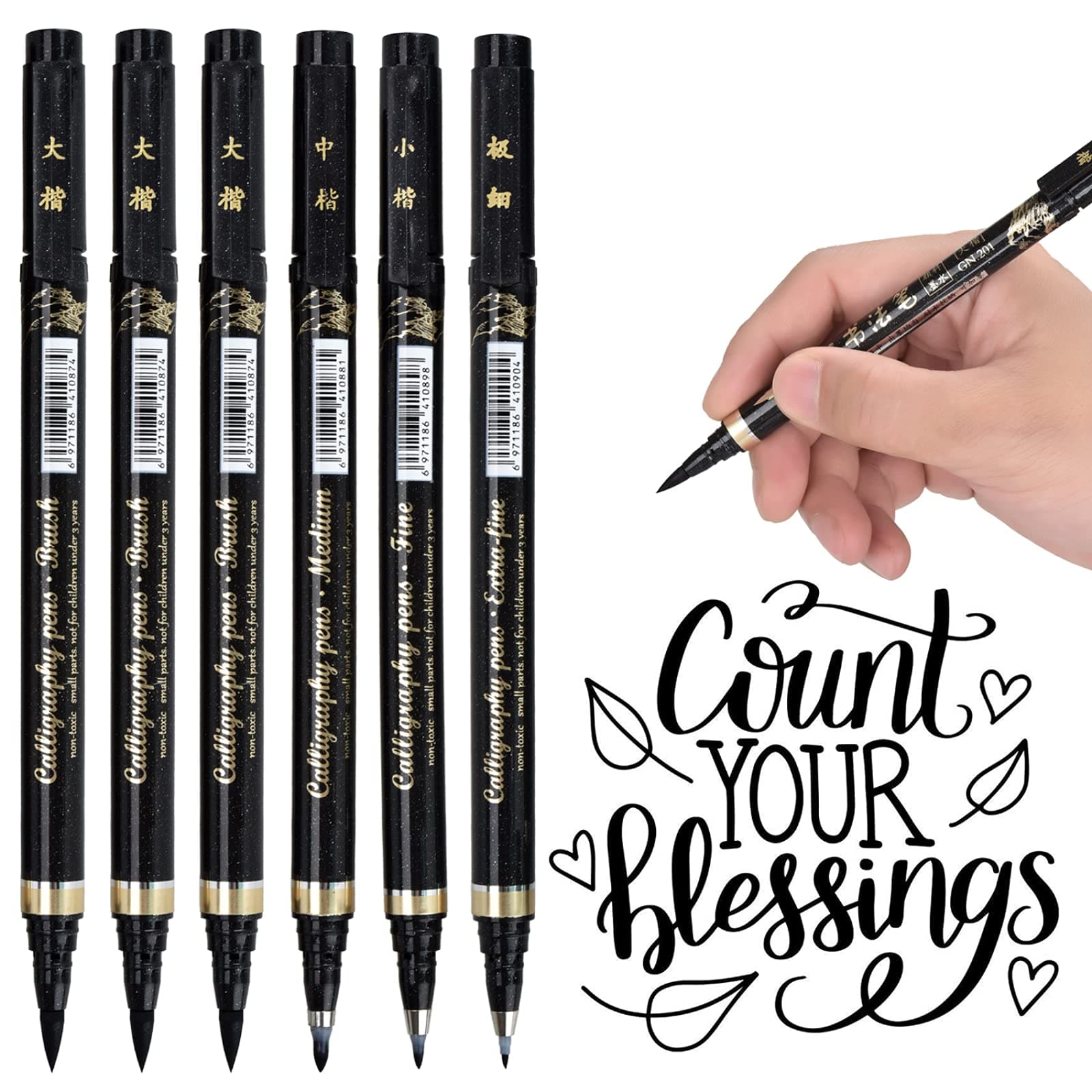 🎨 6 Kalligraphie Stifte Set - Schnelltrocknender Calligraphie Stifte - Handlettering Stifte