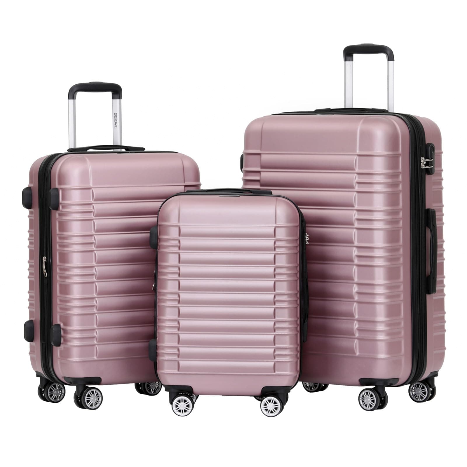 🌟 BEIBYE Zwillingsrollen Reisekoffer Koffer Trolleys Hartschale M-L-XL-Set (Rosa, Set) 🌟