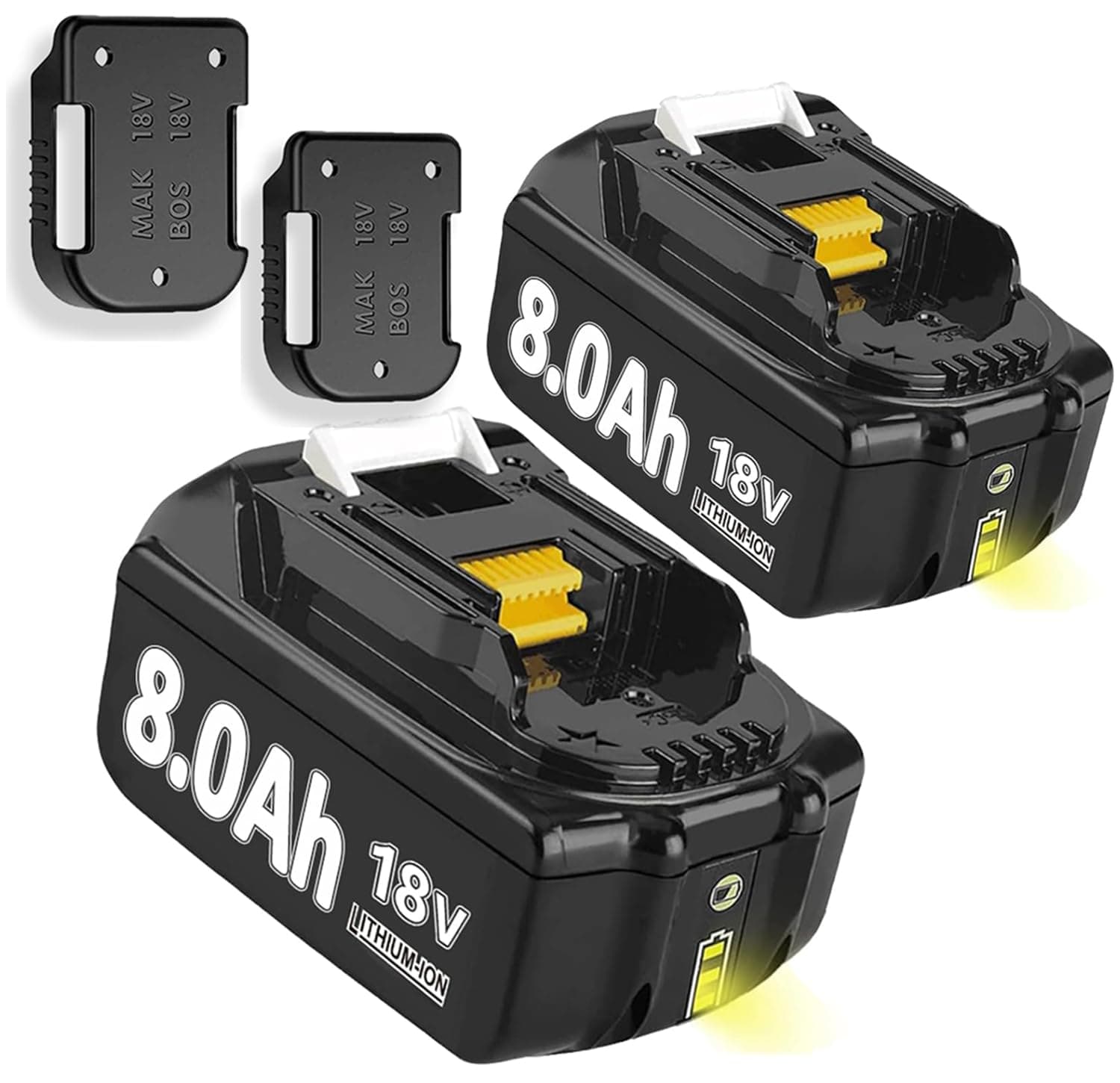 2X 18V 8.0Ah/8000mAh Ersatzakku für BL1860B BL1860 BL1840 BL1830 BL1815 BL1835 BL1860B BL1850B BL1845 BL1850 194205-3 LXT-400 with LED Werkzeugakku 8.0Ah AKKU