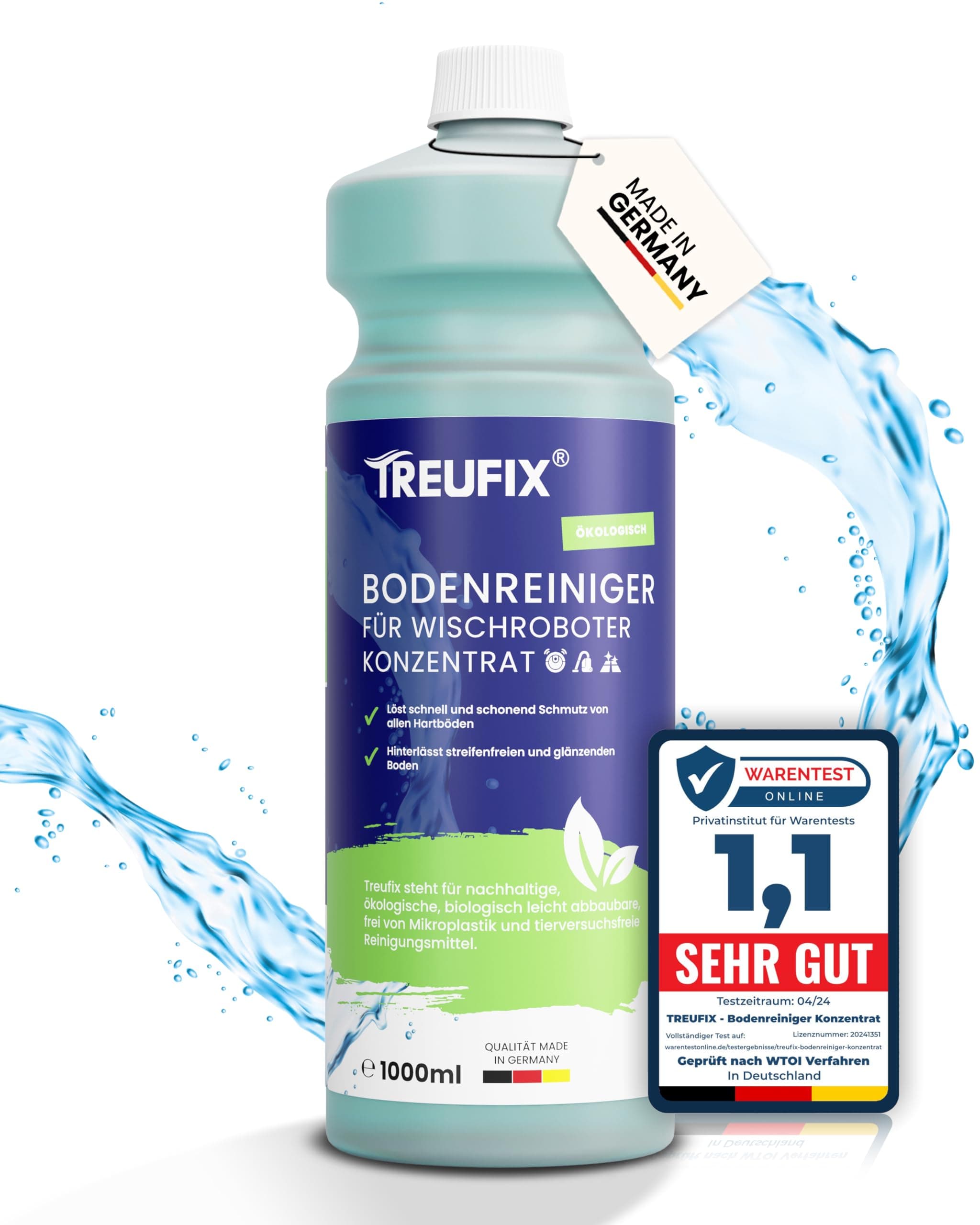 Treufix Bodenreiniger für Wischroboter Reinigungsmittel Konzentrat 1L