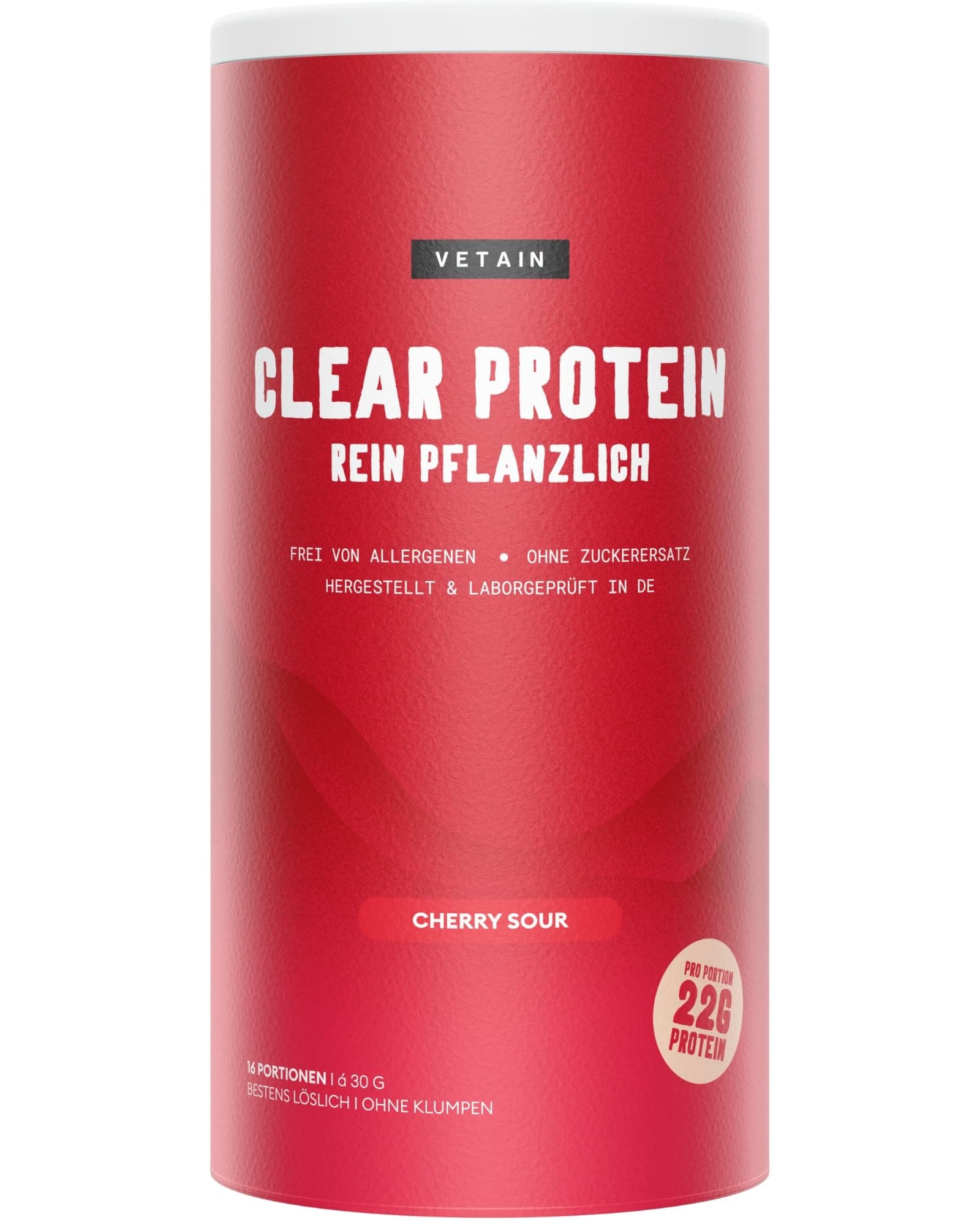 VETAIN Clear Protein Vegan - Cherry Sour - 22g Protein & 98 kcal pro Portion