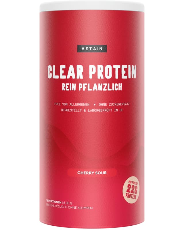 VETAIN Clear Protein Vegan - Cherry Sour - 22g Protein & 98 kcal pro Portion