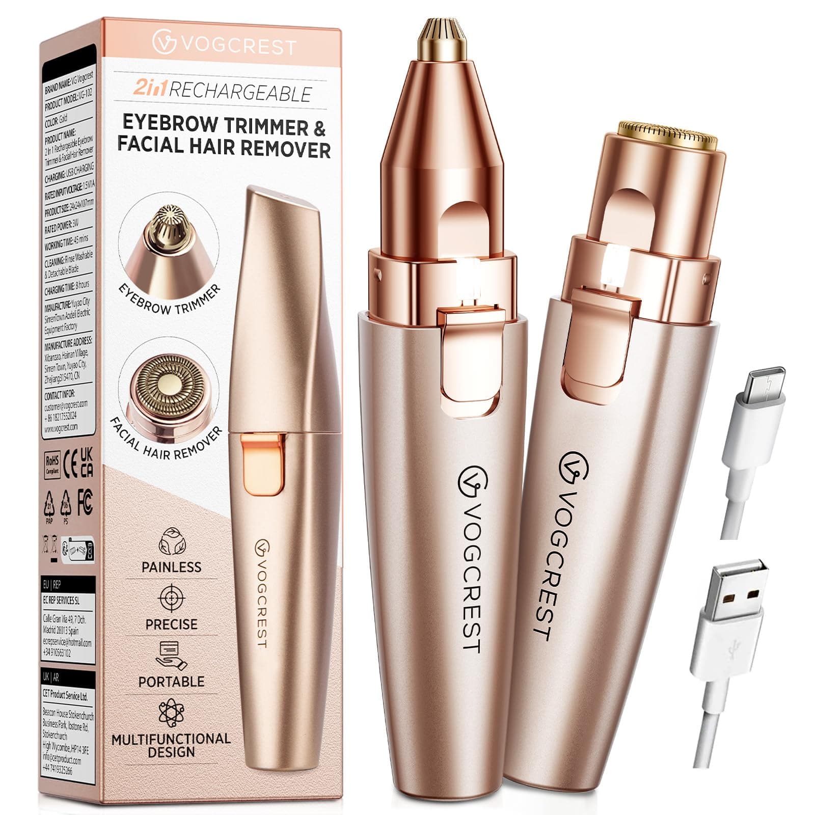 🌟 VG VOGCREST Augenbrauen-Gesichtstrimmer 2-in-1 🌟
