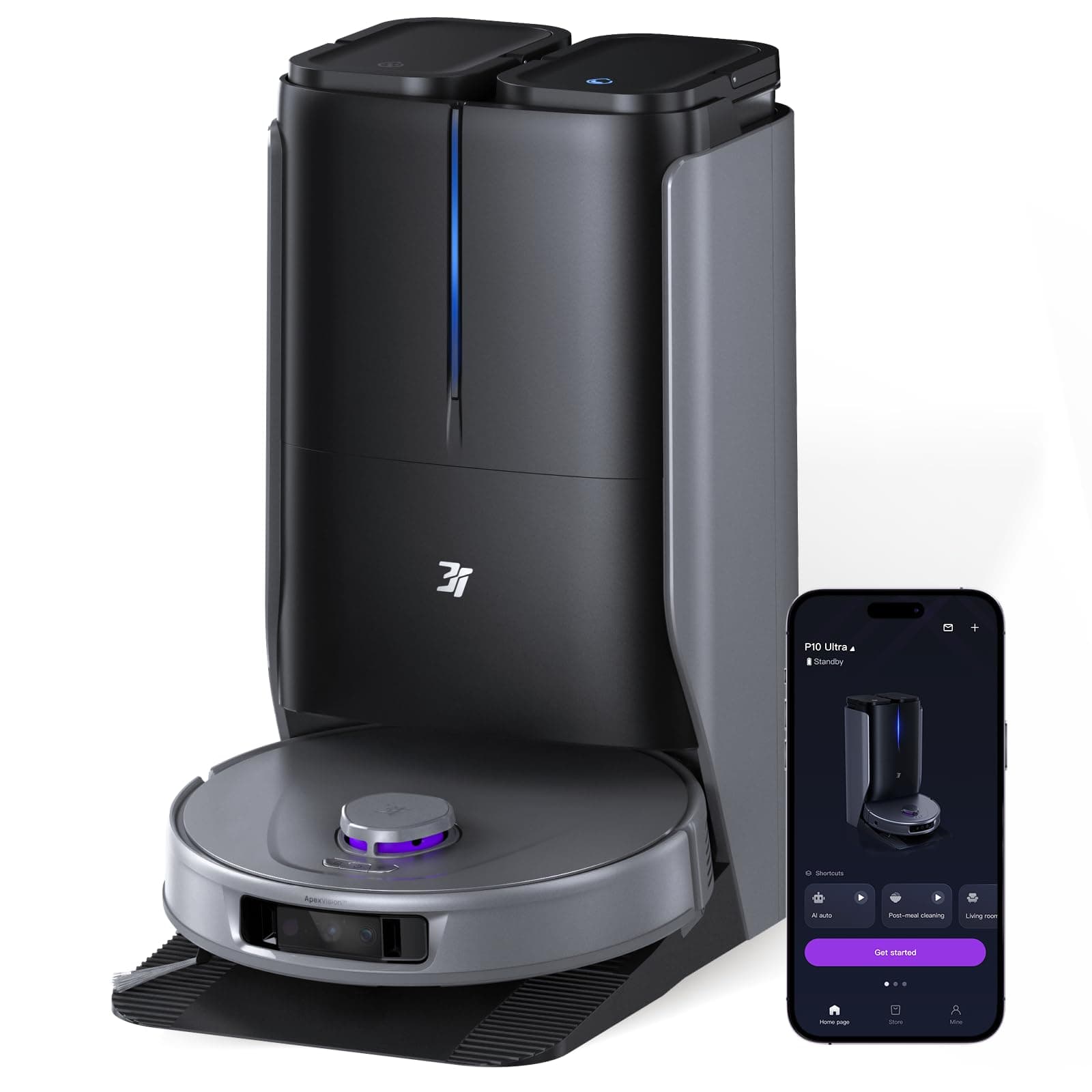 🤖🧹 3i P10 Ultra Saugroboter mit Wischfunktion & Absaugstation | 18000 Pa Saugkraft | Hebarem Wischmopp Schwarz