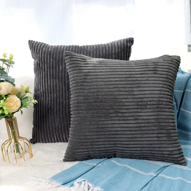 🎉 CALIYO Kissenhülle Kord Uni 2er Set - Dunkelgrau 50x50 CM-2er 🎁