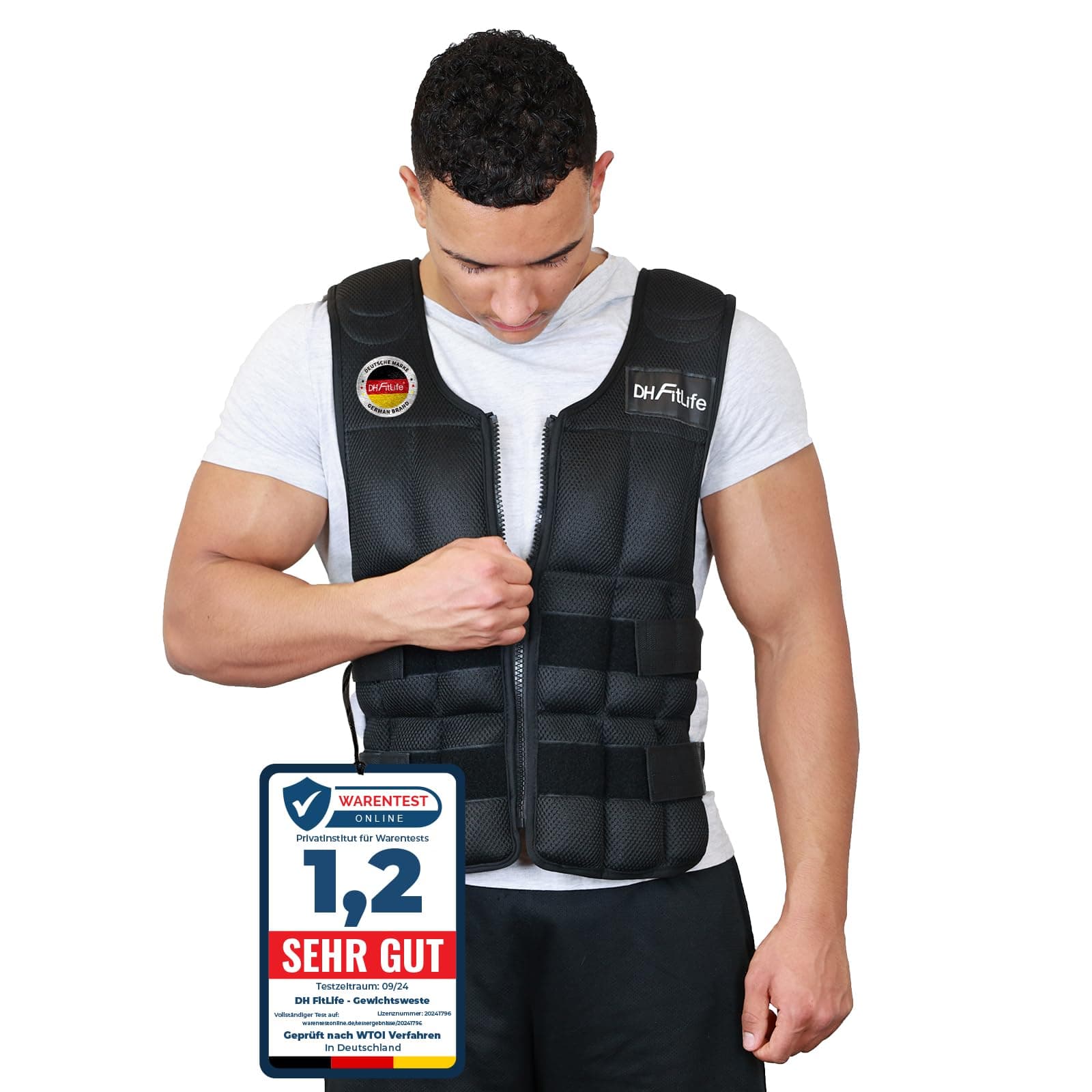 DH FitLife Verstellbare Gewichtsweste 10/20/30KG 🏋️‍♂️ | Fitness Trainingsweste Schwarz-30kg