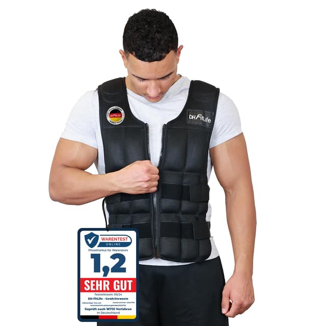 DH FitLife Verstellbare Gewichtsweste 10/20/30KG 🏋️‍♂️ | Fitness Trainingsweste Schwarz-30kg