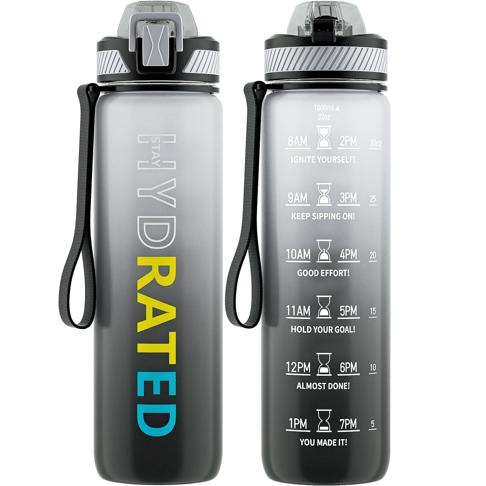 🌟 QLUR Trinkflasche, 1L BPA-Frei Tritan Wasserflasche mit Strohhalm 🌊💪