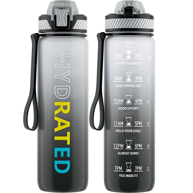 🌟 QLUR Trinkflasche, 1L BPA-Frei Tritan Wasserflasche mit Strohhalm 🌊💪