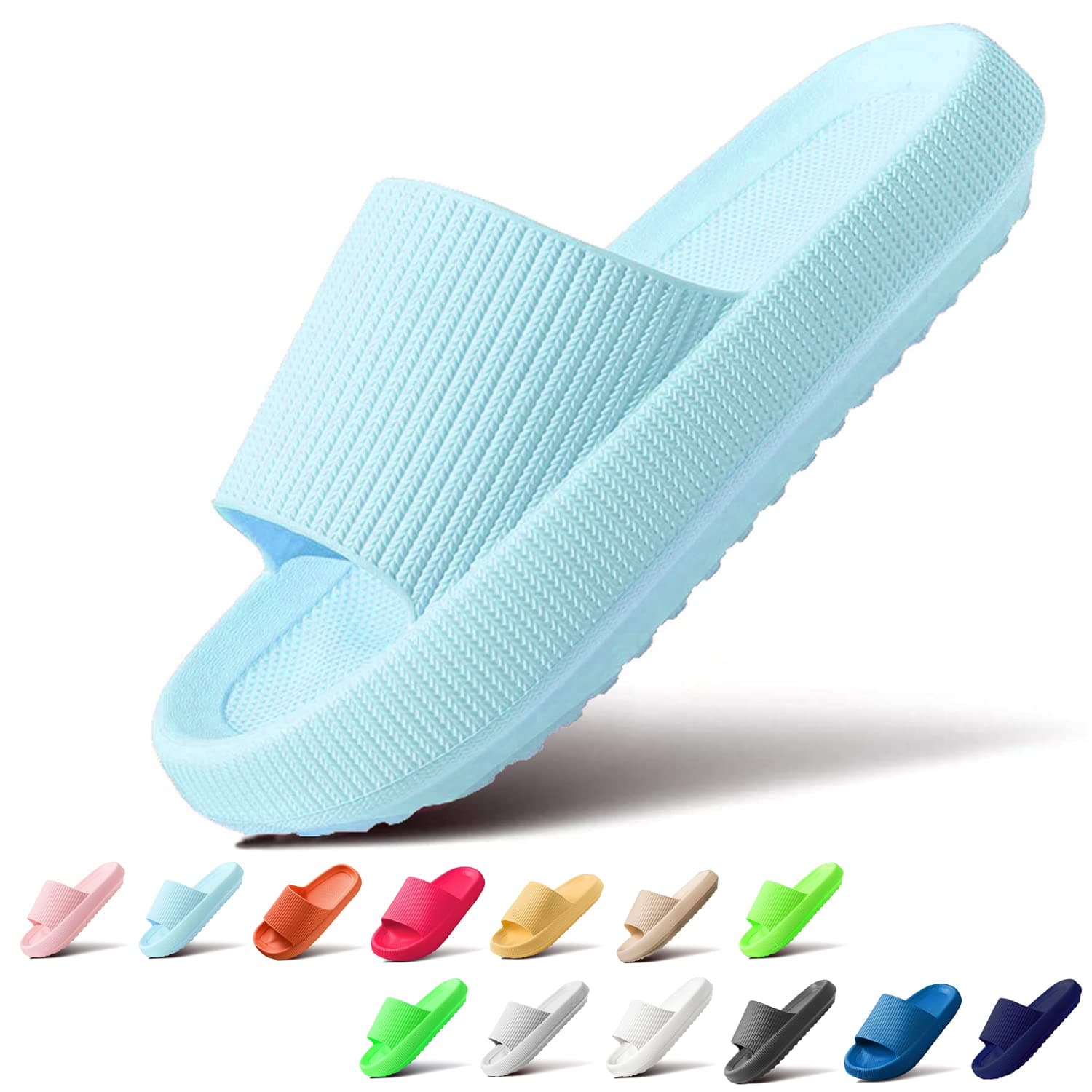 Sumvov Cozyslides Original Damen Schlappen 100% EVA Super Weich Rutschfest Badeschuhe Cozislides Original Hausschuhe Damen 40/41 EU Himmelblau