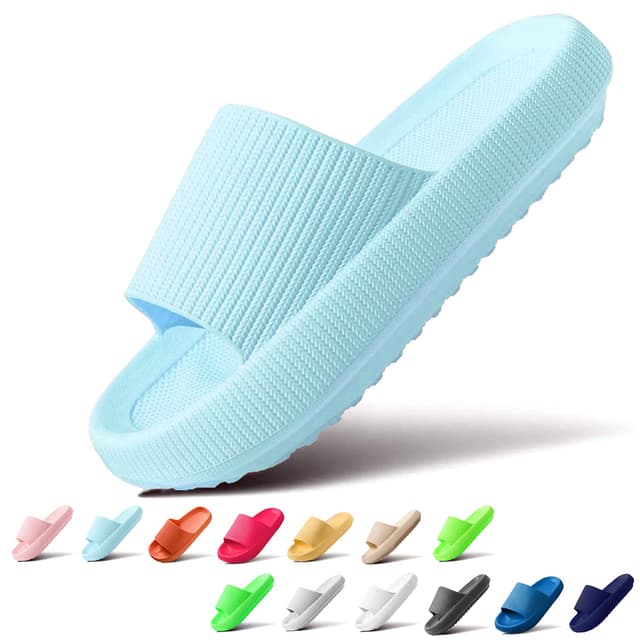 Sumvov Cozyslides Original Damen Schlappen 100% EVA Super Weich Rutschfest Badeschuhe Cozislides Original Hausschuhe Damen 40/41 EU Himmelblau