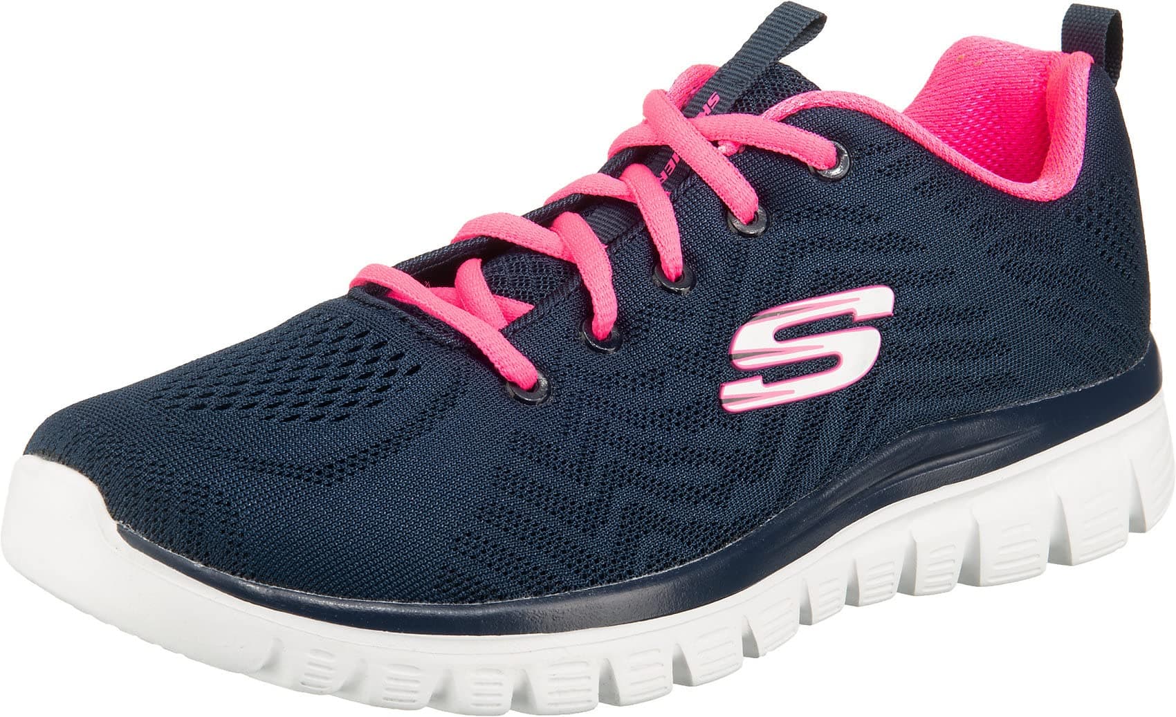 👟 Mega Sale: Skechers Damen Graceful Get Connected Sneakers 39 EU Navy Mesh Hot Pink Trim!