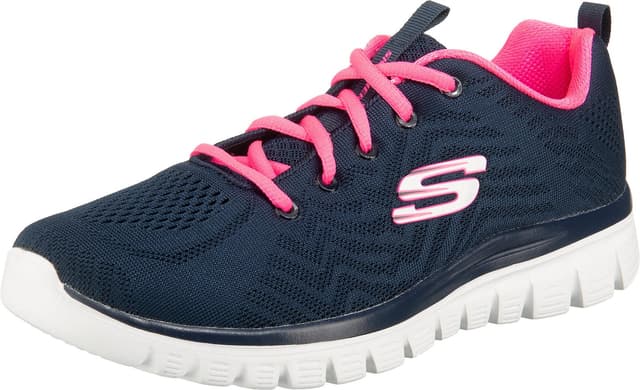 👟 Mega Sale: Skechers Damen Graceful Get Connected Sneakers 39 EU Navy Mesh Hot Pink Trim!