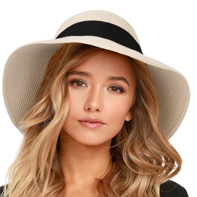 🌞👒 FURTALK Damen Sonnenhut UV-Schutz Strandhut 🏖️ Faltbar Sommerhut UPF 50+ Strohhut mit Breite Krempe L-XL Beige