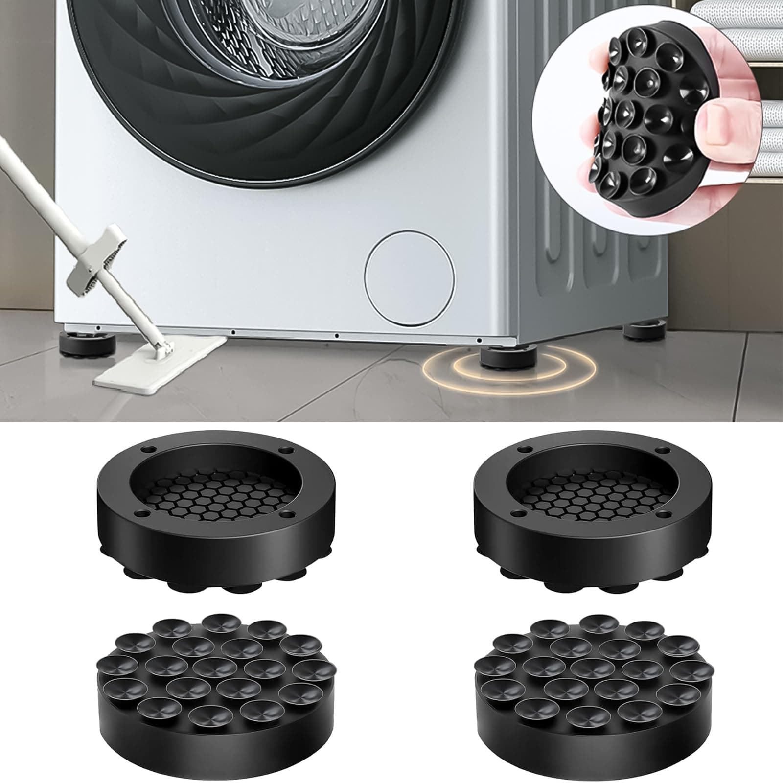 🌟 Xinlie 4 Stück Waschmaschine Unterlage Gummi Antivibrationsmatte 🌟
