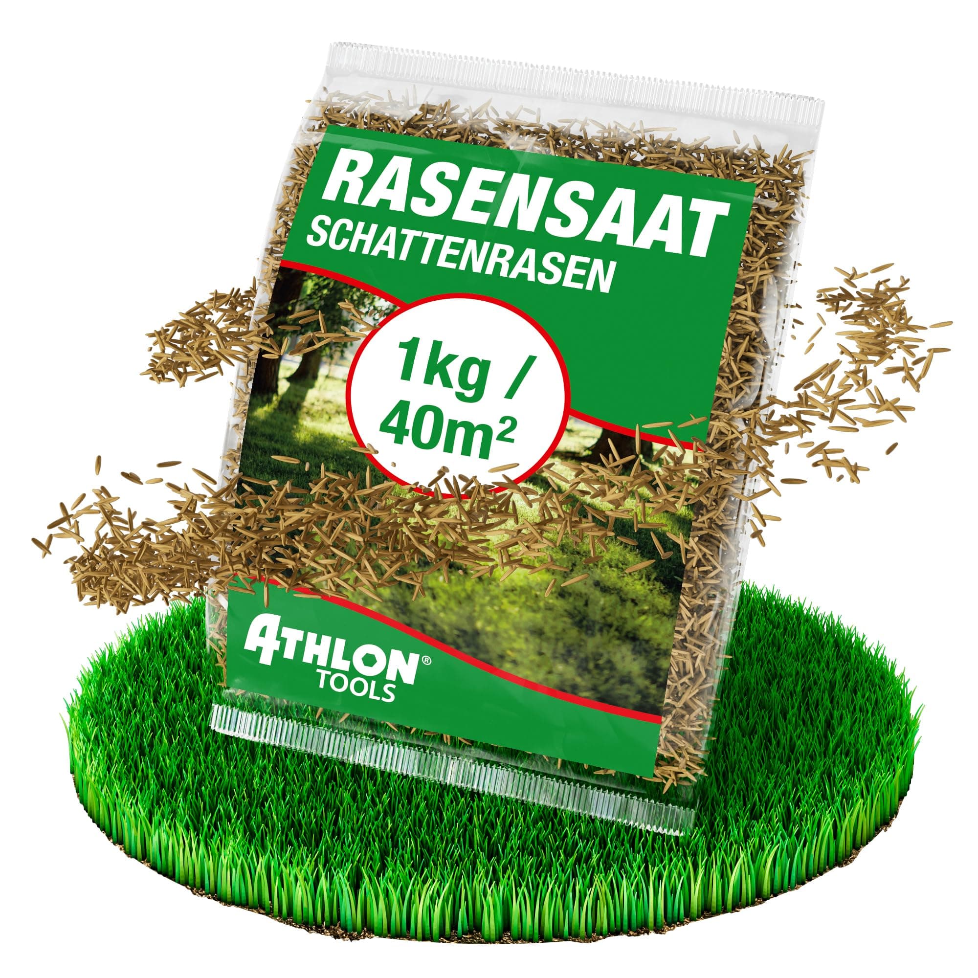 ATHLON TOOLS Schattenrasen-Samen 1kg / 40m² Frühjahr/Sommer 🌿🌱