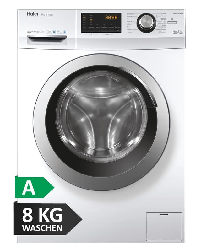 Haier SERIE 636 HW80-BP14636N I Frontlader Waschmaschine 8kg 🌟 Waschmaschine mit A-Effizienz, 1.400 U/Min. & sparsamem Inverter-Motor