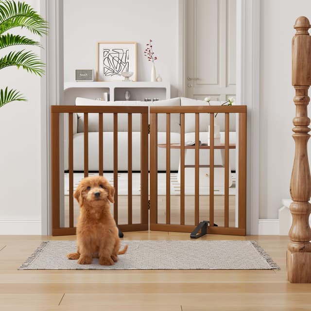 🐶🏡 Semiocthome Freistehendes Haustiergitter aus Bambus - Stilvolle und funktionale Ergänzung für Ihr Zuhause! 🌿