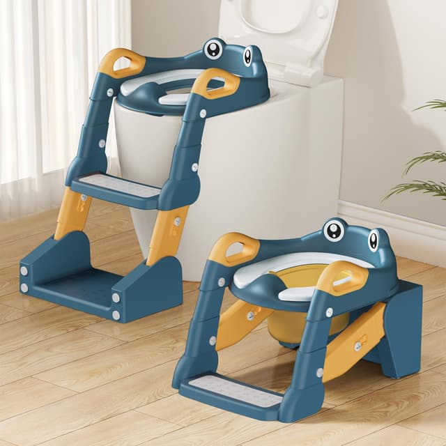 🚽👶 2 IN 1 Toilettensitz Kinder mit Treppe - Blau-Gelb - Angebot!