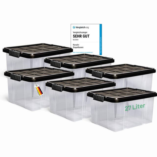 🌟 Angebot: Novaliv 6x Aufbewahrungsboxen mit Deckel 27L Anthrazit 📦