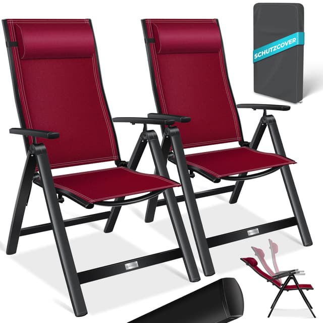🌿🪑 KESSER® Gartenstuhl Hochlehner 2er Set Bordeaux Rot 🪑🌿