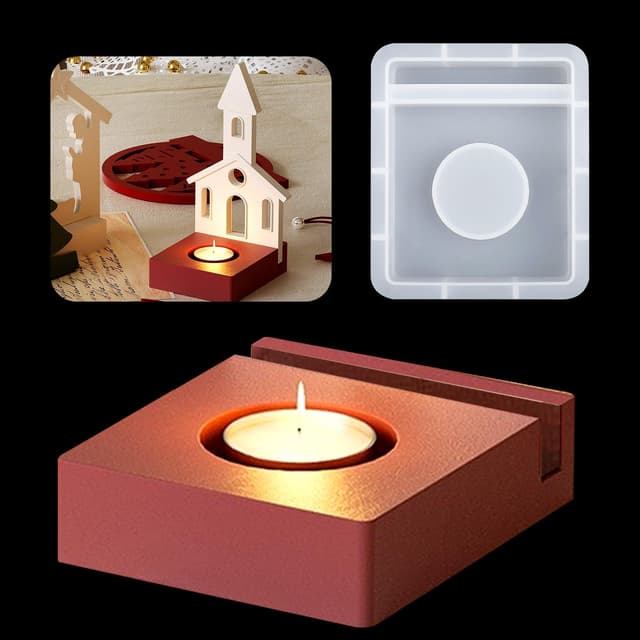 🕯️ Epoda Silikonform Sockel für Weihnachtliches Haus | Gießformen Silikon Kerzenhalter