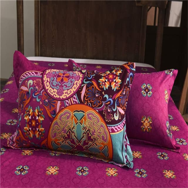 Freyamy Bohemian Kissenbezug 80 x 80 cm 2er Set Boho Style Rosa Pink Türkis Bunt