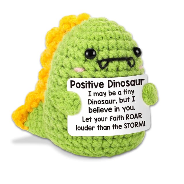 GlamRays Mini Inspirationelle Positive Häkel Tiere Dinosaurier Emotional Aufmunternd Mitarbeiter Schwester Bruder Unterstützungsgeschenk Süße Dino Stuffer 🦕